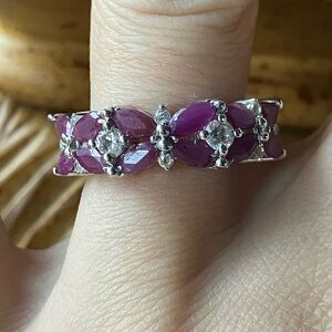 Genuine Ruby Sterling Silver Ring Size 7